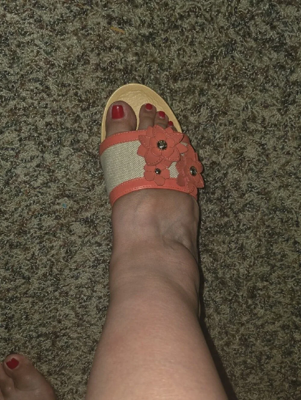 Coach Coral Slide Sandal with Floral Accents